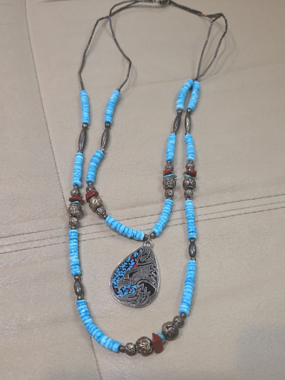 Turquoise Beaded Pendant Necklace